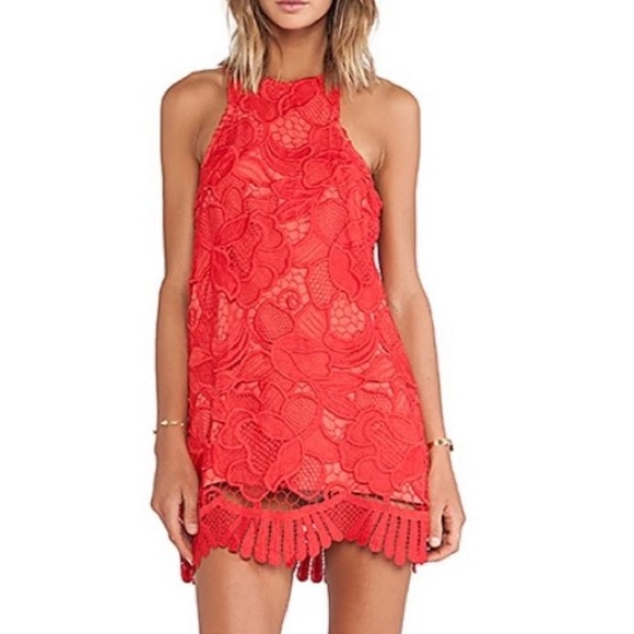 Coral Lace Dress - Picture 3 of 3